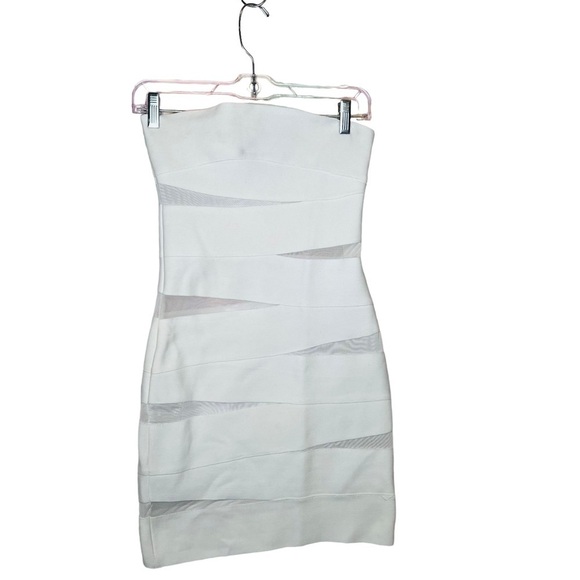 WOW Couture White Bandage Bodycon Mini Dress Mesh Panels - Picture 2 of 11